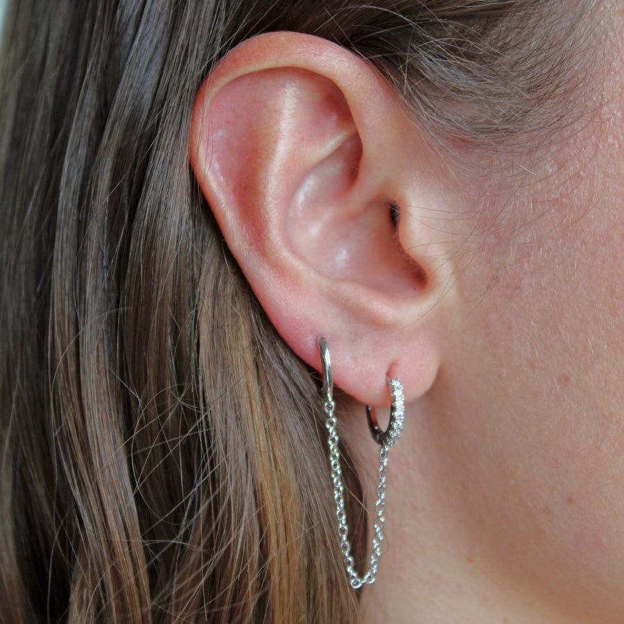 Piercing Arracada Doble Plateada