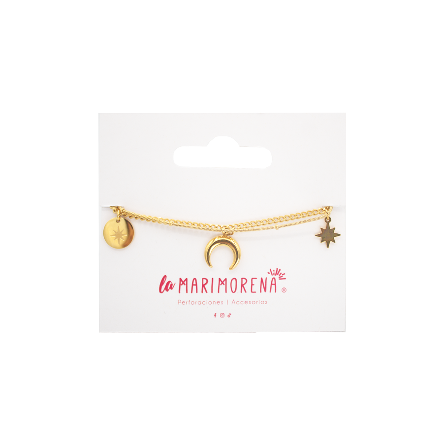 PULSERA DOBLE LUNA DORADA